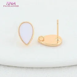 골드 컬러 도금 황동 드롭 모양 스터드 귀걸이, DIY 쥬얼리 제작, 찾기 액세서리, 고품질, 8x12mm, 14K, 6PCs