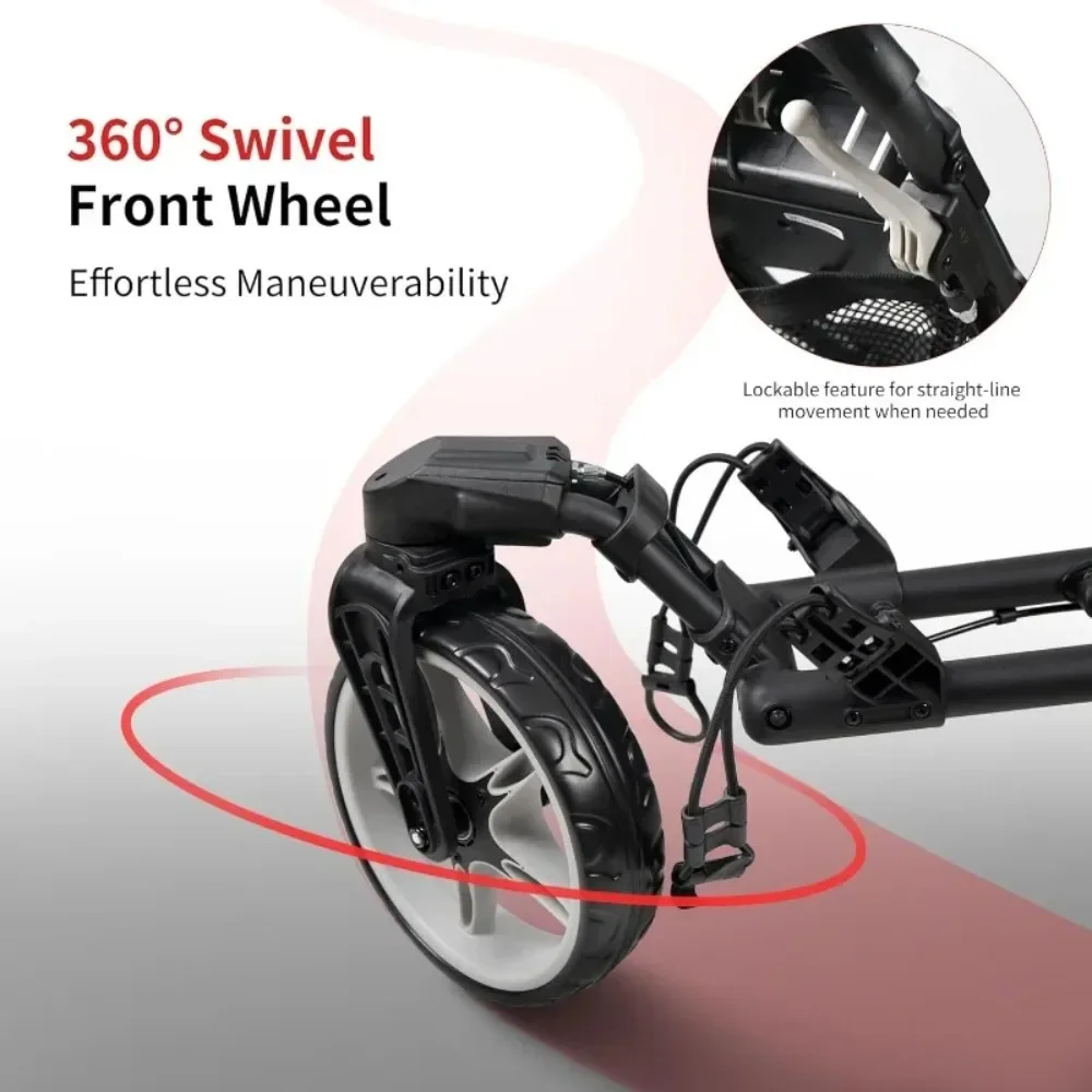 NEW Living CaddyLite ONE-Swivel V8Golf Push Cart  Lightweight 3Wheel Foldable Cart with One-Click Folding,360°Swivel Front Wheel
