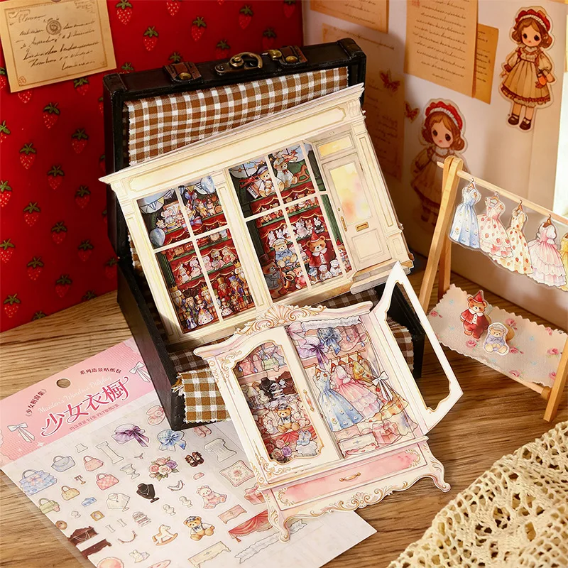 1pack/2pack Girl‘s Window Collection Series DIY Craft Sticker Pack Vintage Girl Theme Scene 2 Styles kawaii stickers