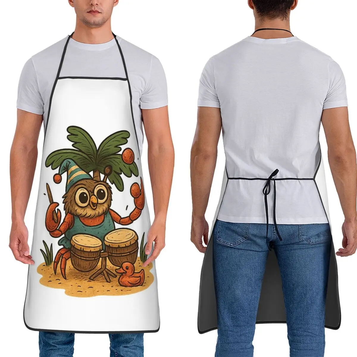 

Фартуки-бонги с изображением совы и краба, фартуки для шеф-повара, приготовления пищи, выпечки, столб, водонепроницаемый нагрудник, кухонный сарафан для чистки для женщин и мужчин, живопись