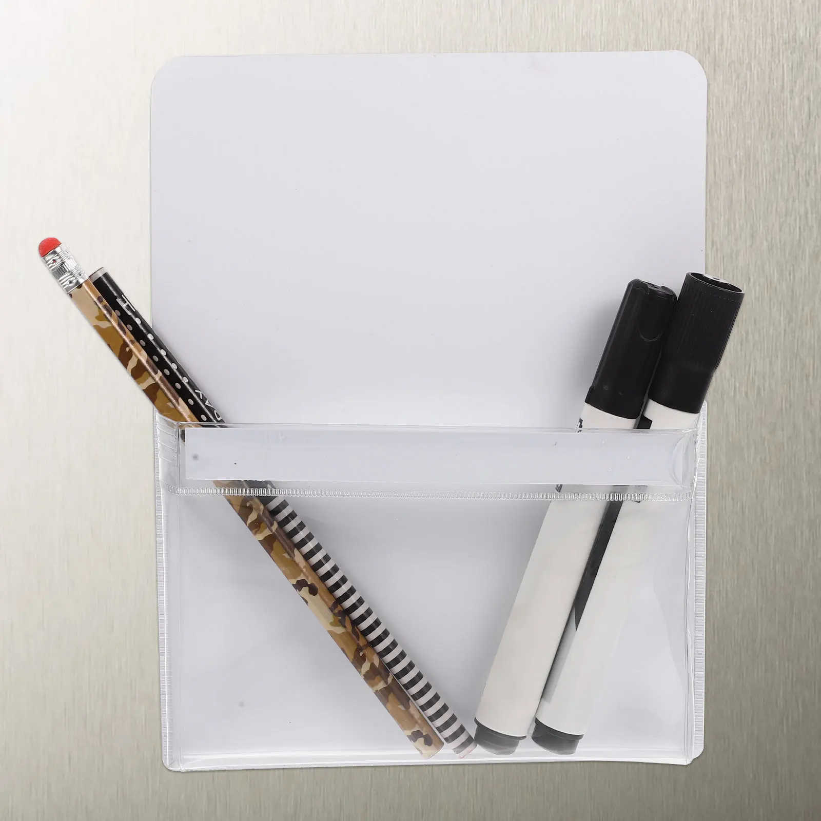 

2Pcs Magnetic Pen Holders Transparent PVC File Bags Lightweight Office Storage Organizers for Whiteboard Refrigerator