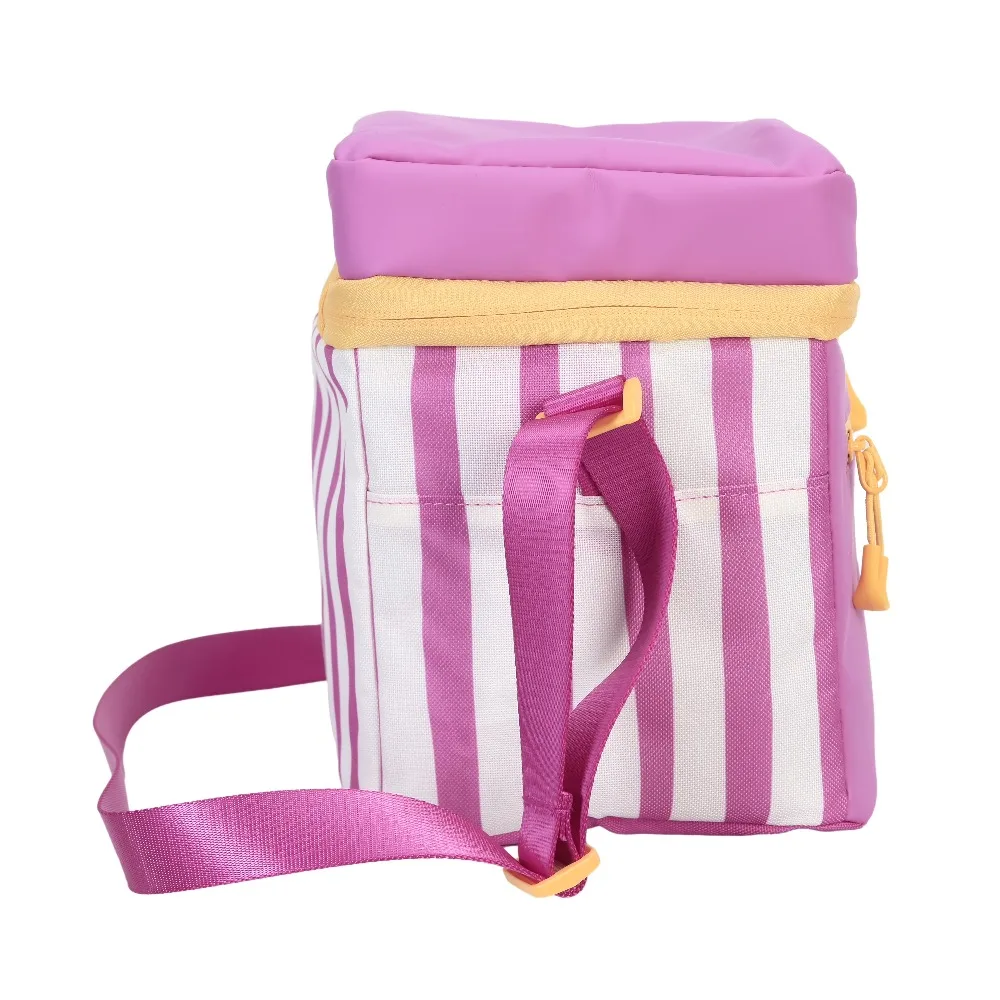 Summer Vibes Bright Pink Soft Cooler Bag with Removable Hard Liner 6 Quart 6 Can Capacity Insulated Picnic Lunch Box for Outdoor Camping Beach Travel view 4