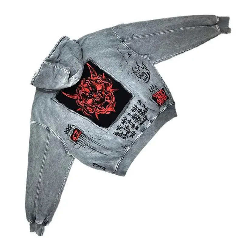 Hoodiey2k Damen Sweatshirts hoodie Sweatshirt Herren Hip Hop Brief Vintage Schädel Muster Druck übergroße Hoodie Jacke Kleidung