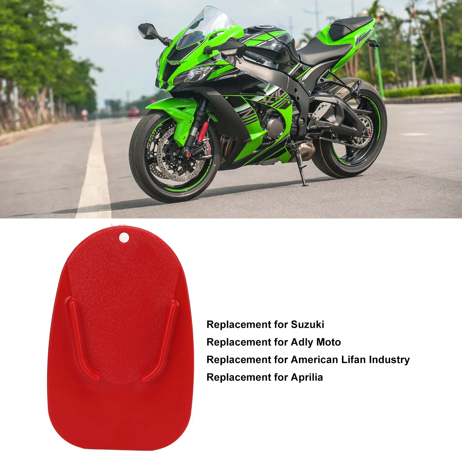 

Motorcycle Kickstand Pad Side Foot Support Parking Plate Base Stand Replacement for Suzuki Red