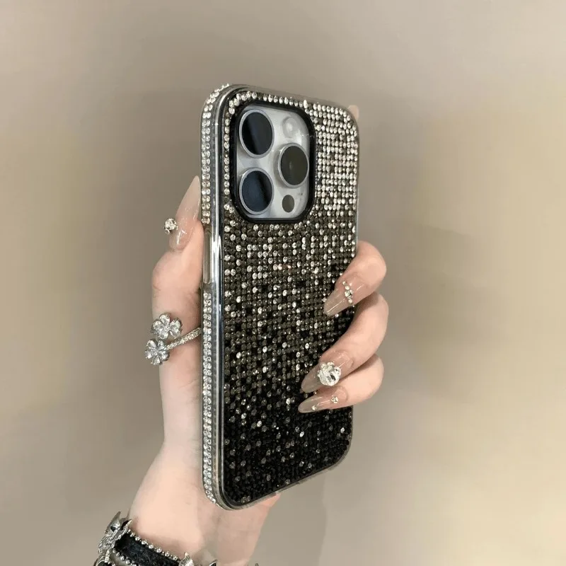 

Роскошный чехол 16 15Pro Max с блестящей ромбовидной рамкой-бампером для iPhone 16 Plus 11 12 13 14 15 Pro Max X Xs Xr 7 8 Plus Чехлы