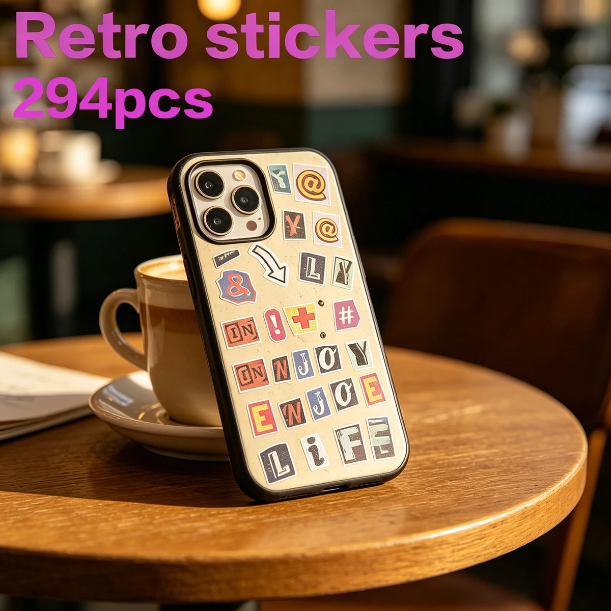 Mobile Phone Decorative Stickers, 9 Sheets with 294 DIY Retro Small Stickers, Punctuation Mark Stickers, Strong Adhesive, No Residue Left after Removal, Decorative Stickers for Student Stationery, Notebooks, Diaries, Suitable for Journaling Materials, Diaries, Laptops, Water Bottles, DIY Crafts, Gifts, Journal Scrapbook Material Sets, Scrapbook Letter Decoration Stickers, Helmet Decoration, Colorful English Letter Stickers