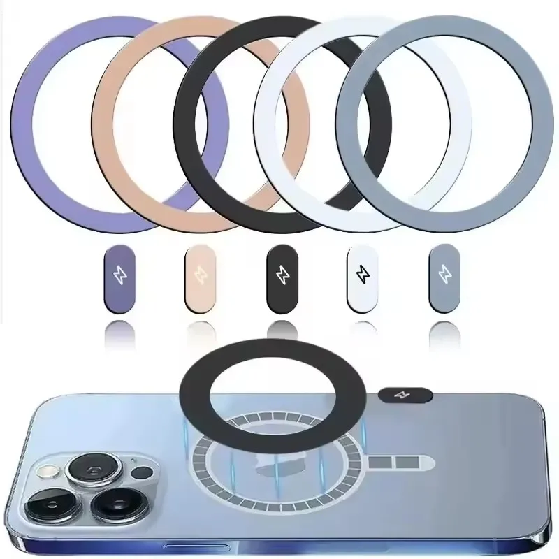 Placa Magnética Universal para Magsafe, Adesivo Metálico para Suporte de Carregador Sem Fio, Placa Metálica para Suporte Magnético de Carro