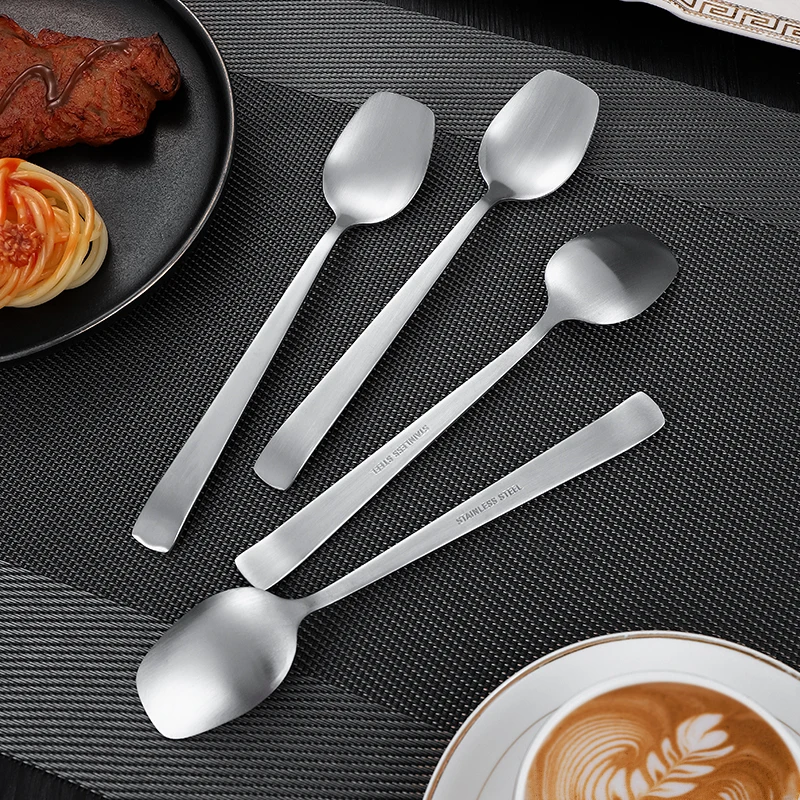 1Pcs Tea Spoon Stainless Steel Square Spoon Espresso Spoon Dessert Small Coffee Scoop Mixer Stirring Bar Spoon Kitchen Tableware