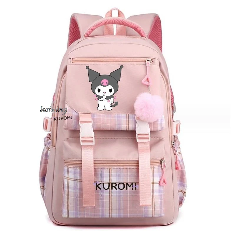 Lovely Kuromi Melody Backpack Teenager Girl Canvas Backpack Schoolbag Large Capacity School Bookbag Rucksack Travel Bag Mochila