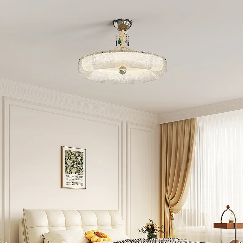 SANDYHA Modern High-end Chandelier Circular Glass Ceiling Light LED Lighting Fixture Bedroom Living Room Dining Table Home Decor