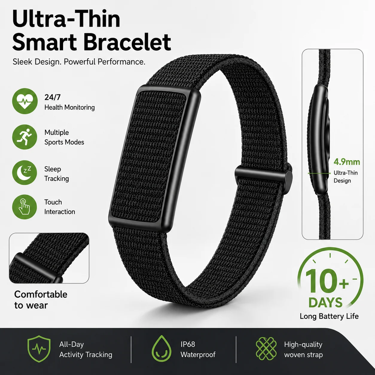 LAXASFIT 2026 Neue Smartwatch ohne Bildschirm für Herren Outdoor-Sport Fitness Herzfrequenzmesser IP68 Wasserdicht für Android iOS