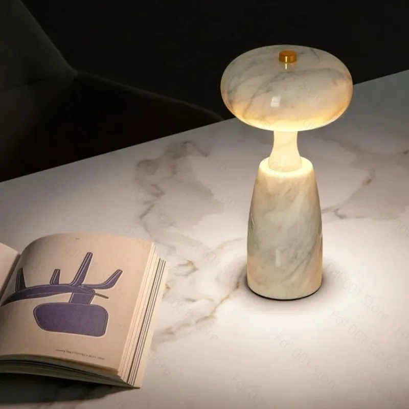 Rechargeable Marble Desk Lamp Creative Simple Atmosphere Light for Bedroom Bedside Living Room Hotel Display