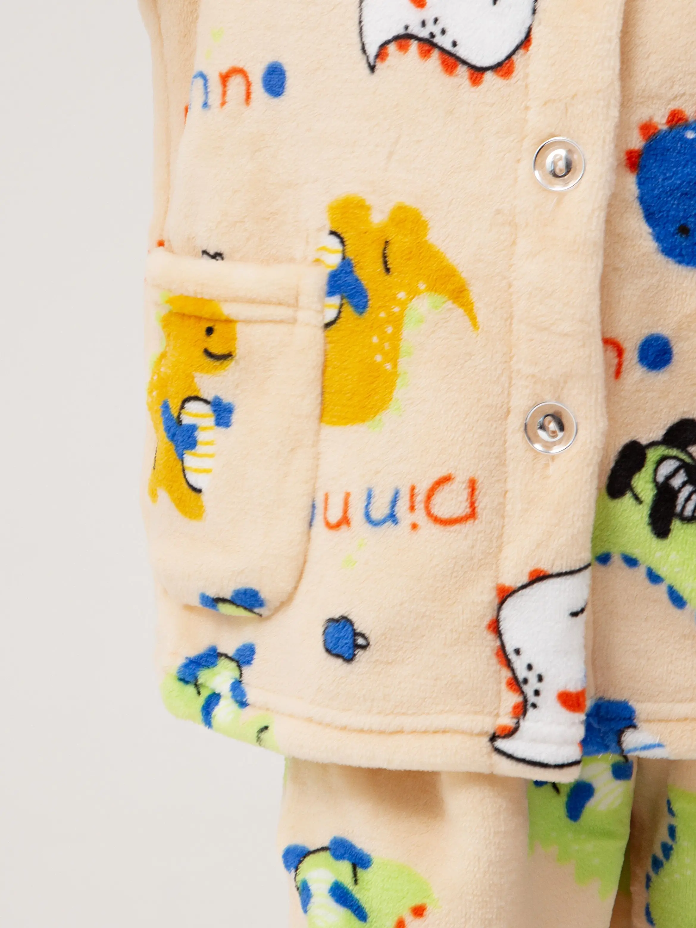 2026 Herbst Winter Kinder Coral-Fleece Schlafanzug-Sets Baby Jungen Mädchen Dinosaurier-Druck Langarm Warme Bequeme Nachtwäsche – Detail 5