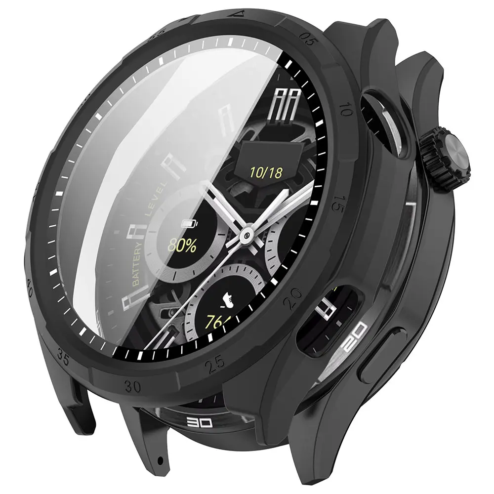 Hard Shell Tempered Glass Screen Protector Film Smartwatch Frame Case For For Honor Watch 6/6 Plus Watch Protective Bumper Cover