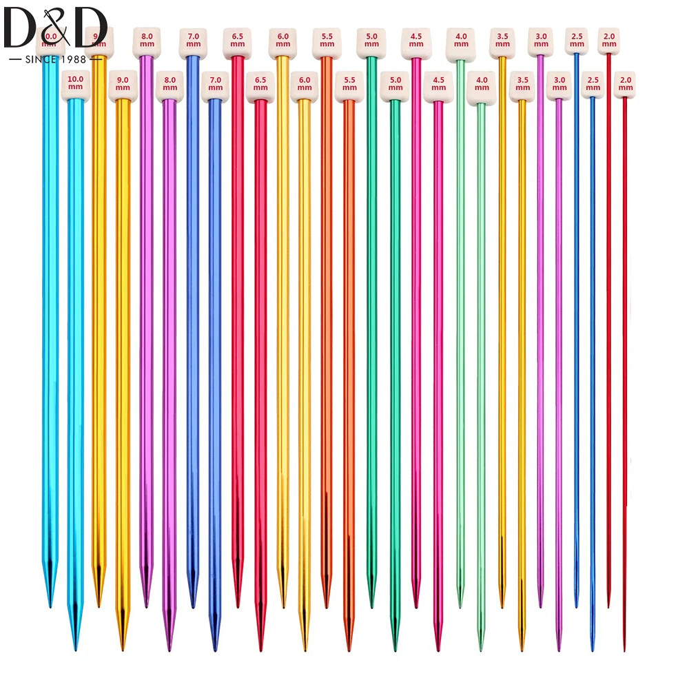 D&D 2.0mm-8.0mm Straight Single Pointed Knitting Needles 13.8Inch Length Knitting Needles for Handmade DIY Knitting Sweater Gift