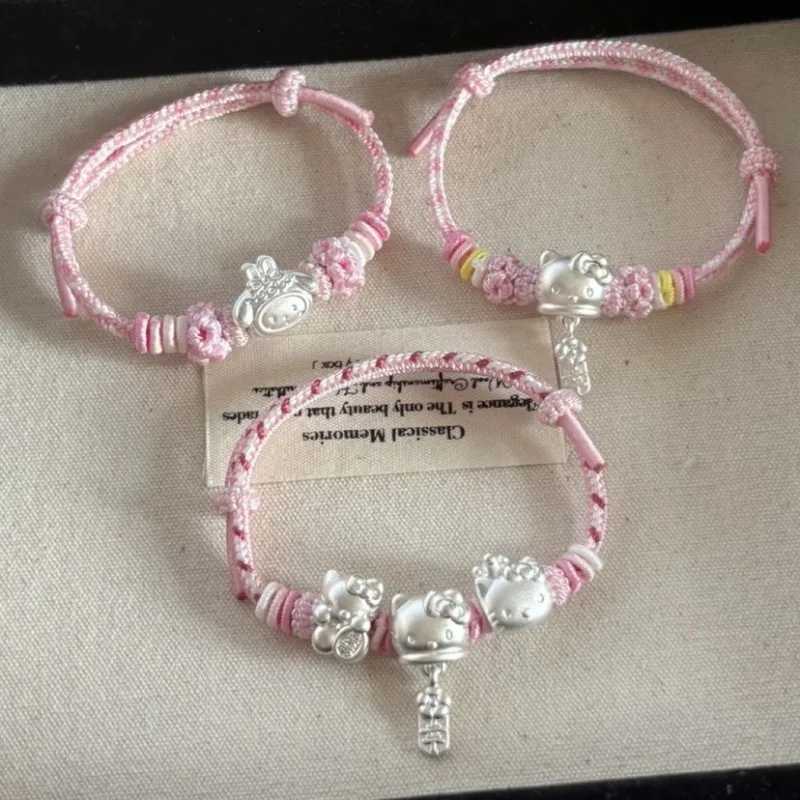 

Animation peripheral accessories Sanrio DIY sterling silver bracelet HelloKitty anime sterling silver jewelry children's gift