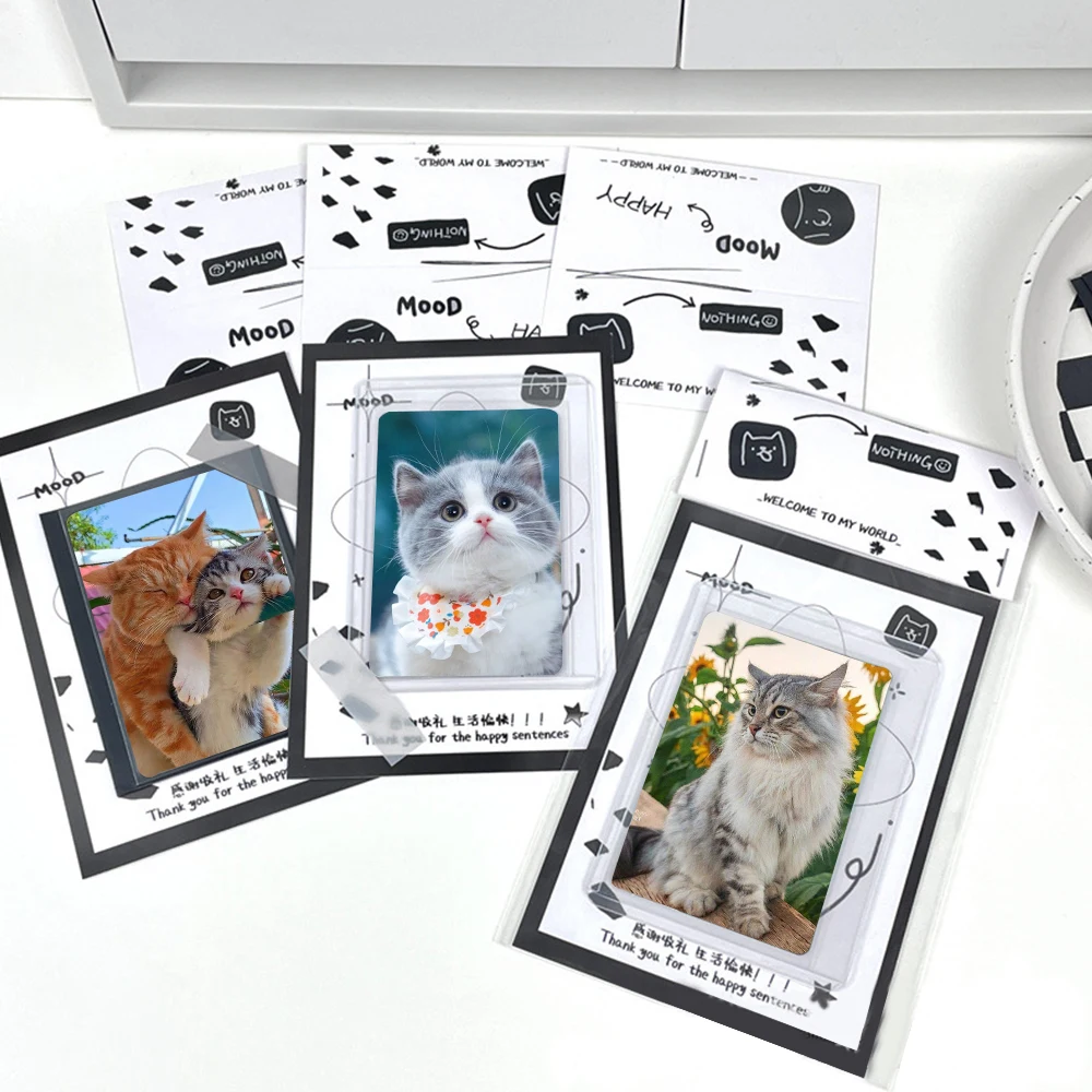 10pcs Letter Card Header Separate Packaging Bag Card Display Sealing Sticker Packaging Set Photo Protector Simple INS