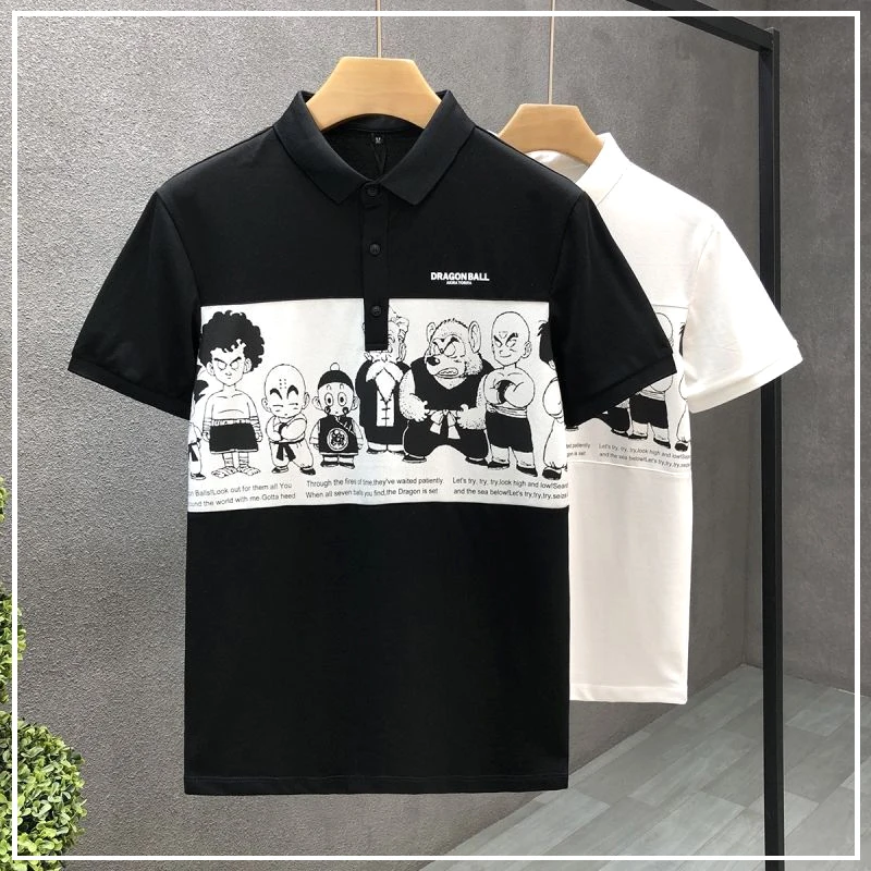 

Self Cultivation Lapel Collar Fashion Trend Simplicity Senior Handsome Cartoon Printing Leisure Men's Polo Shirt Summer 2024