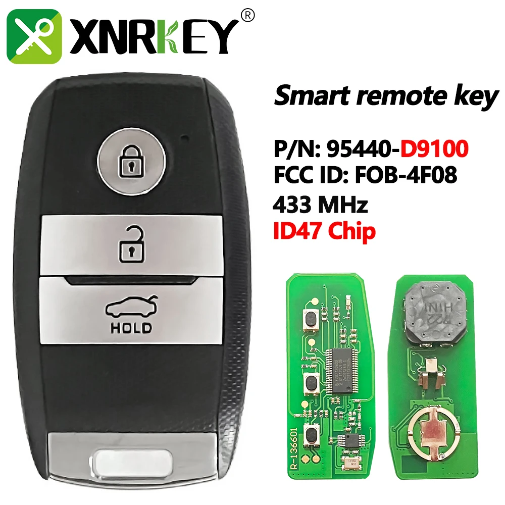 

XNRKEY Remote Smart Car Key For KIA Sportage 3Buttons 95440-D9100 with 433mhz 47chip Control Fob Aftermarket keyless go FOB-4F08