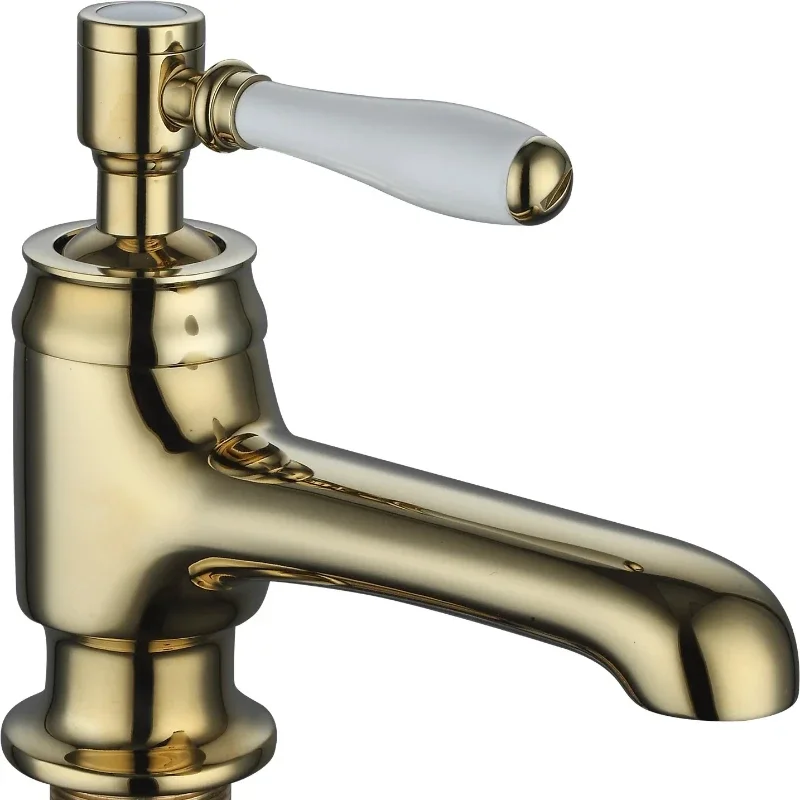 2 Brushed Gold Bathtub Tap Solid Brass Bathtub Filler Taps Hot & Cold Pillar Taps Classic Bathroom Shower Faucet