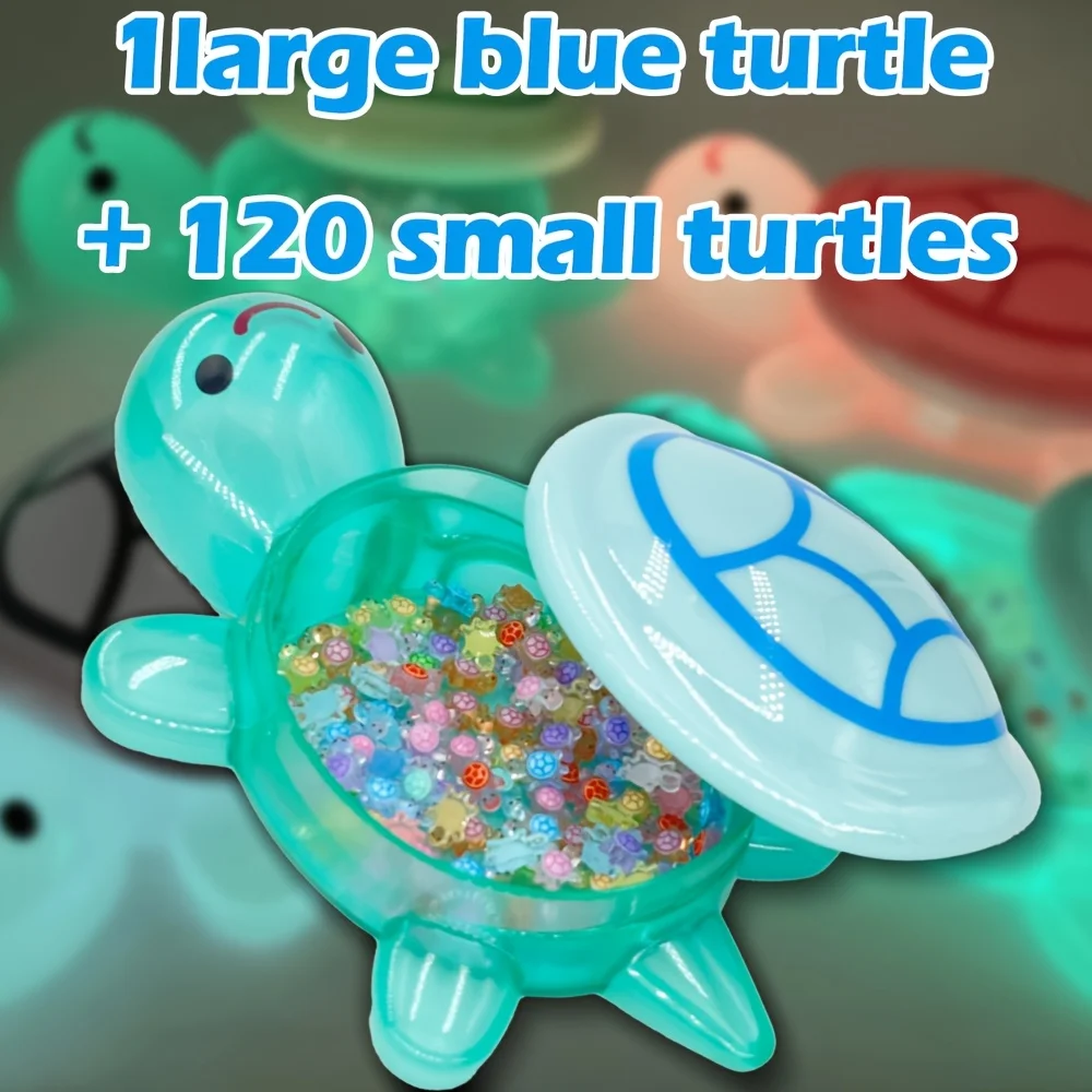 121 Pieces Glow-in-the-Dark Sea Turtle Statues - Resin Garden Miniature Animal Decorations - No Electricity or Batteries Require