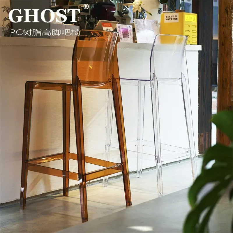 Tabouret haut en acrylique transparent pour célébrité Internet, chaise de bar à dossier haut, meubles simples pour la maison, 73 bars