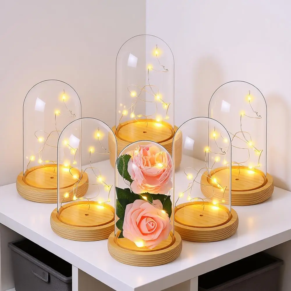 

Пластиковый купол-колпак с основанием и LED-подсветкой, 6,5 x 3,7 дюйма, витрина для растений, медалей, фотографий, антиквариата