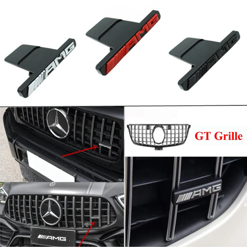 3D ABS Mercedes Benz Logo AMG Grill Emblem Badge For Mercedes GLC G Class W204 W205 W212 W213 GT Model AMG Sticker Accessories