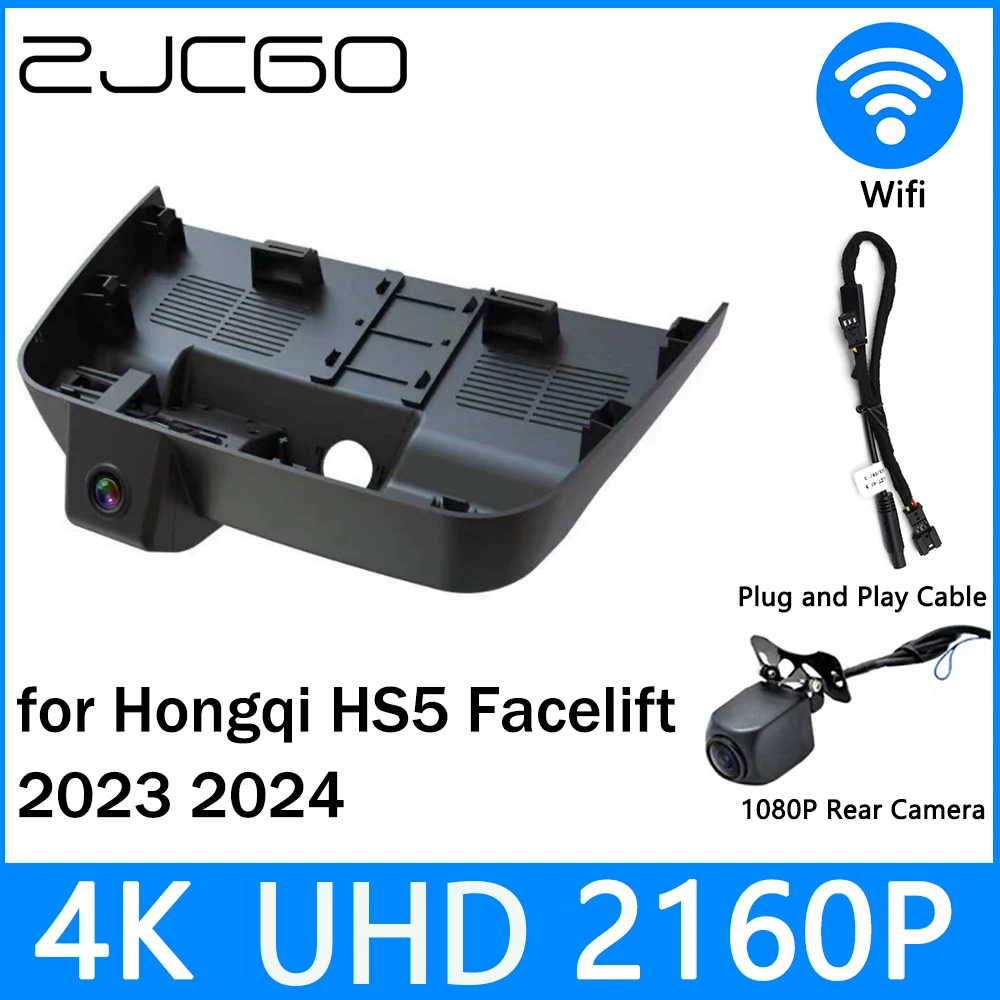 

ZJCGO Dash Cam 4K UHD 2160P Car Video Recorder DVR Night Vision For Hongqi HS5 Facelift 2023 2024