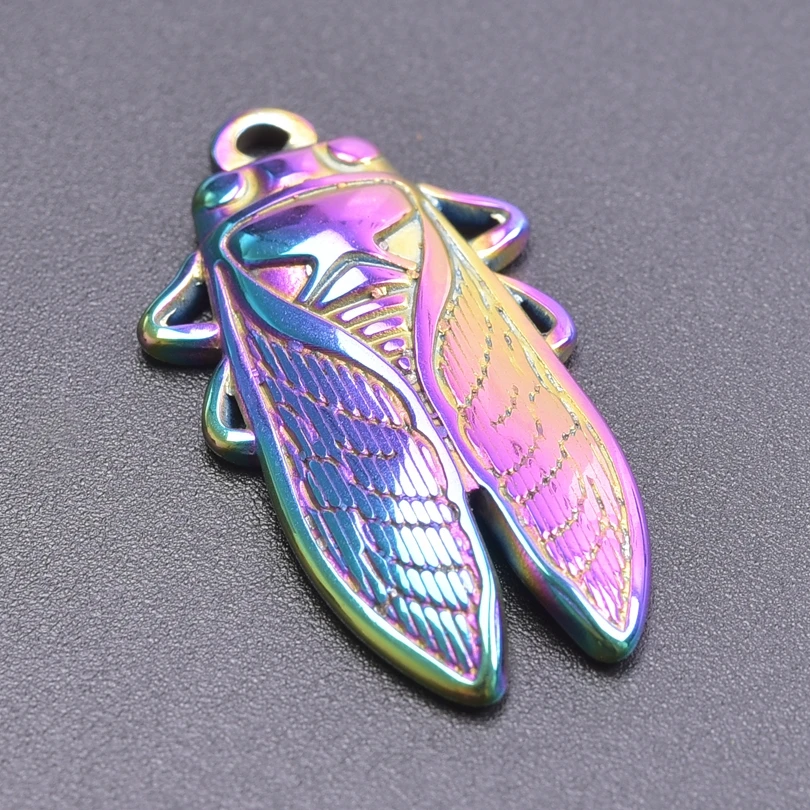 6pcs Animal Cicada Pendants For Jewelry Making Stainless Steel Charm Punk Accessories Cricket Pendant Charm DIY Necklace Earring