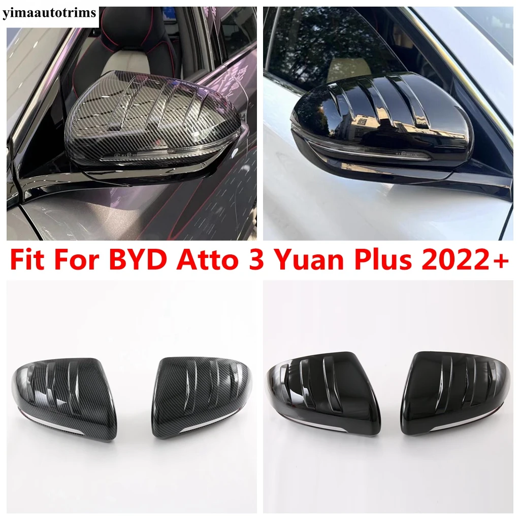 

For BYD Atto 3 Yuan Plus 2022 - 2024 Side Rearview Mirror Cap Shell Case Decoration Cover Trim Carbon Fiber / Black Accessories