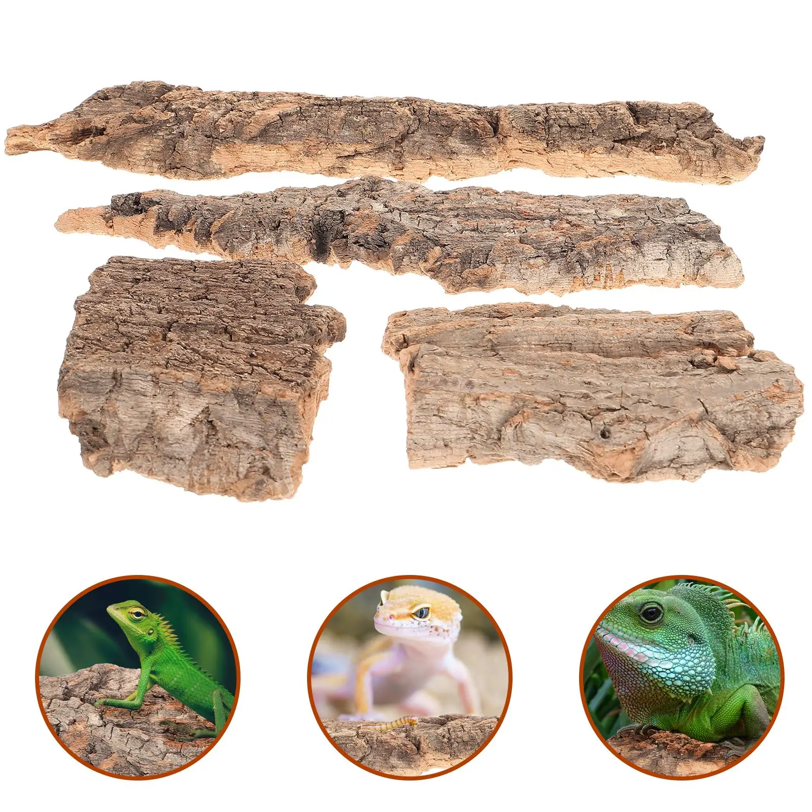 4Pcs Natural Cork Bark Flat Reptile Terrarium Background Decoration For Water Tank Pet Reptile Bark Climbing Tree Bark Decor