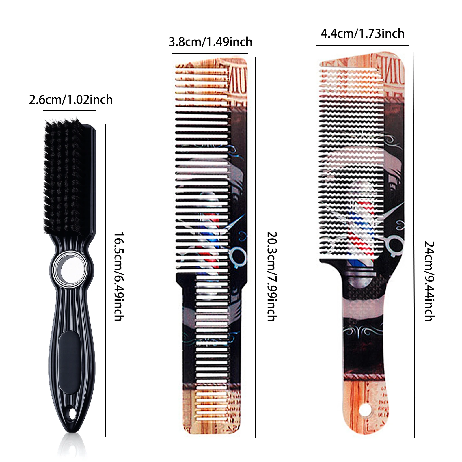 2Pcs Professional Barber Hair Brush Comb Set 360° Rotating Fade  Brush Hair Cutting Combs Salon Home Men Hair Styling Kit