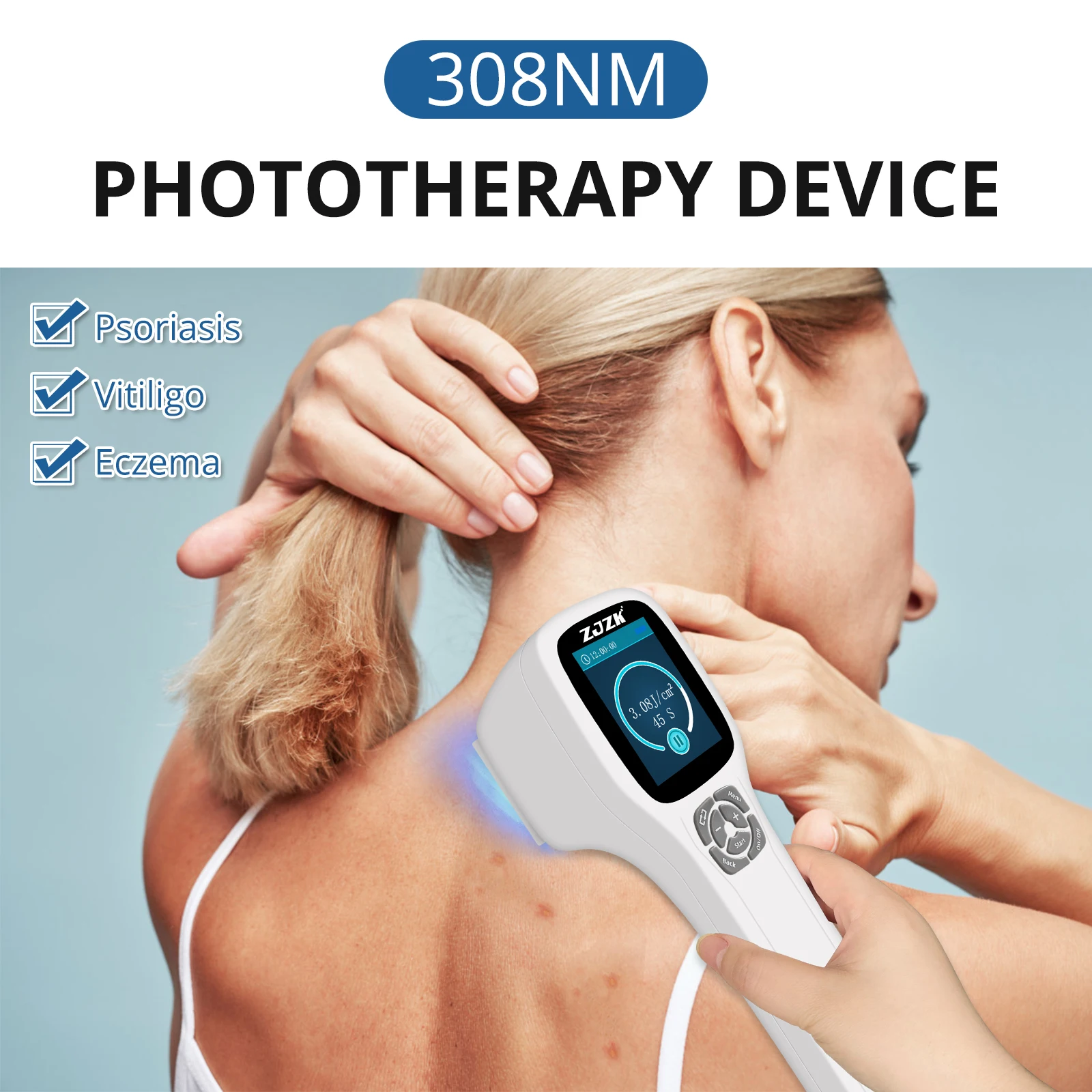 Excimer 308 Laser Light Therapy Vitiligo UVB Phototherapy for Psoriasis Improve Pigmentation for Eczema Adjustable Phototherapy