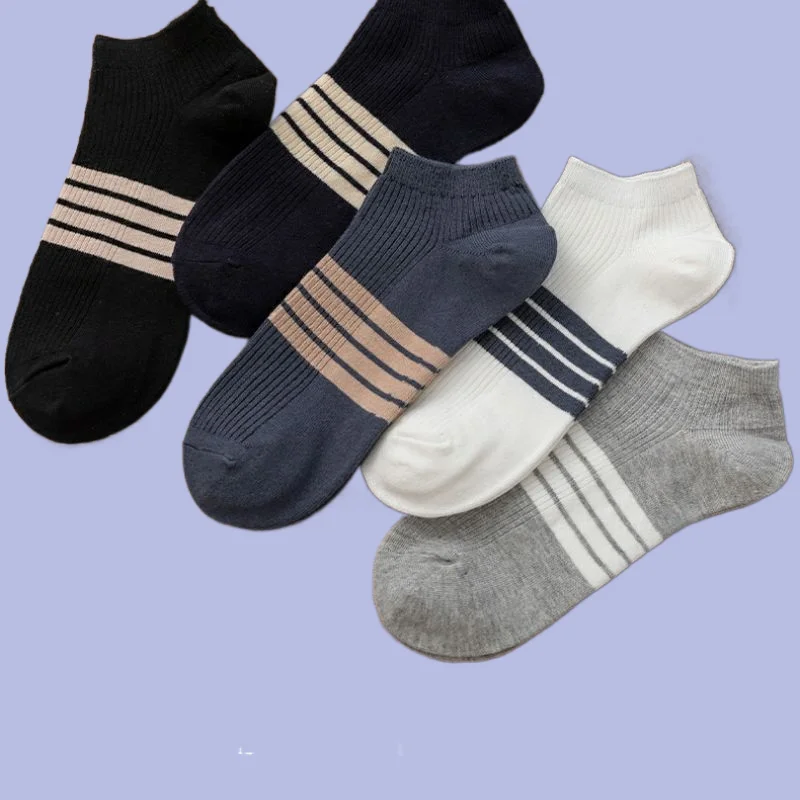 5 Pairs High Quality Men's Short Socks Comfortable Shallow Sweat Absorption Mouth Men's Socks Breathable Men's Trend Boat Socks