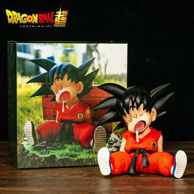 10cm Dragon Ball Z Anime Kakarotto Gk Pvc Action Figure Sitting Posture Sleep Sun Wuku Handmade Model Ornament Decoration Gifts