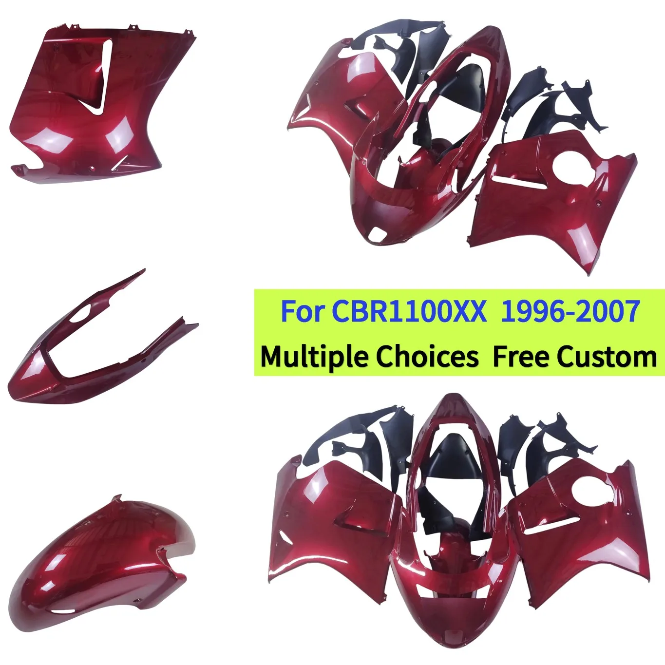 

Motorcycle Bodywork set For CBR 1100 XX Super Blackbird 1996-2007 CBR1100XX Candy Red ABS Plastics Fairing