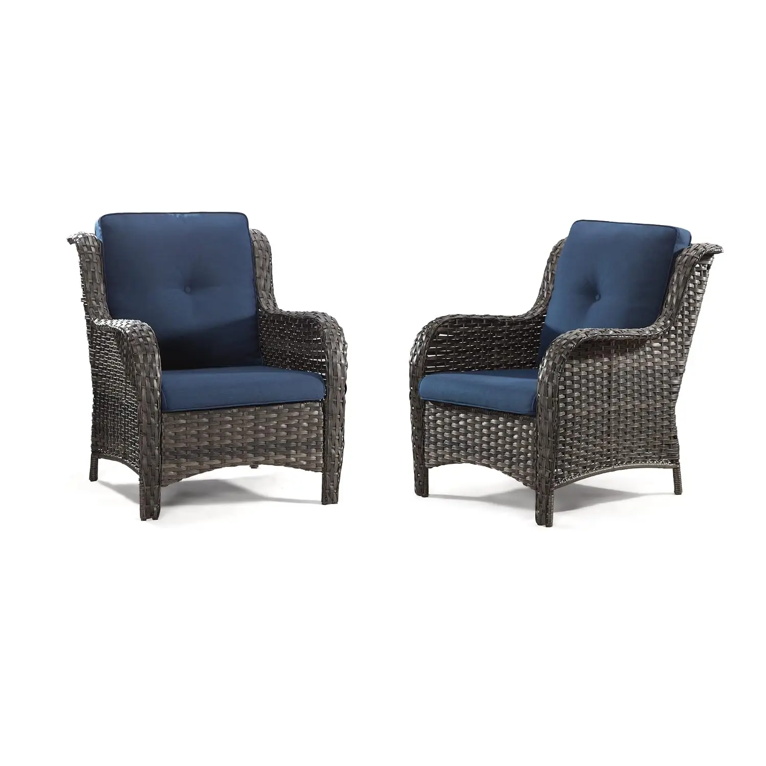 Wicker Patio Dining Chair Set of 2 with 3.5
