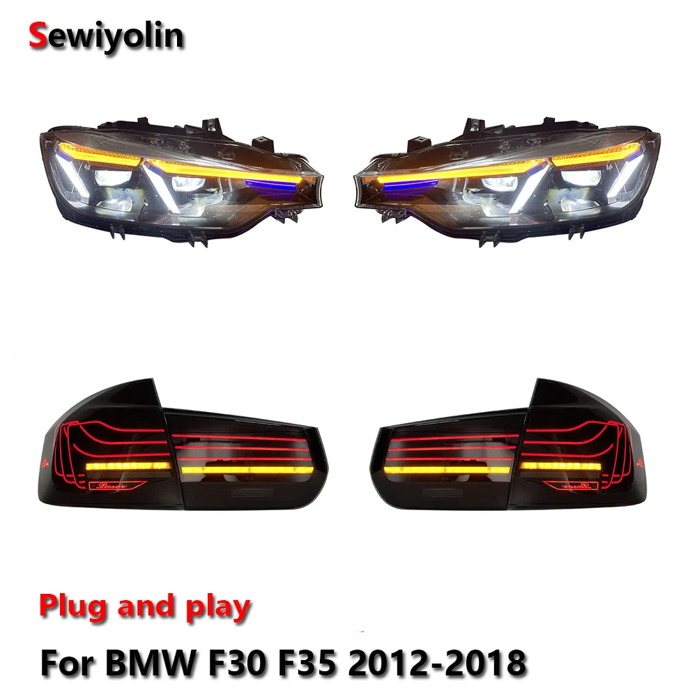 Car LED Headlight + Tail Light Assemblies For BMW 3 F30 F35 2012-2018 Auto Fog DRL Brake Turn Signal Lamp Plug and Play