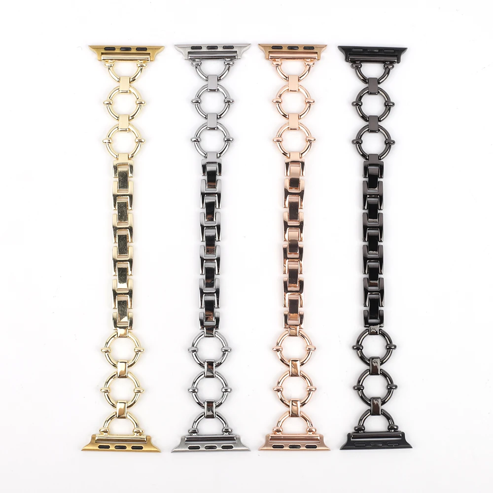 Steel Strap for Watch Band Chain 45mm 42mm 44mm Women Metal Bracelet for Series 7 6 se 5 4 3 41mm 38mm 40mm Correa