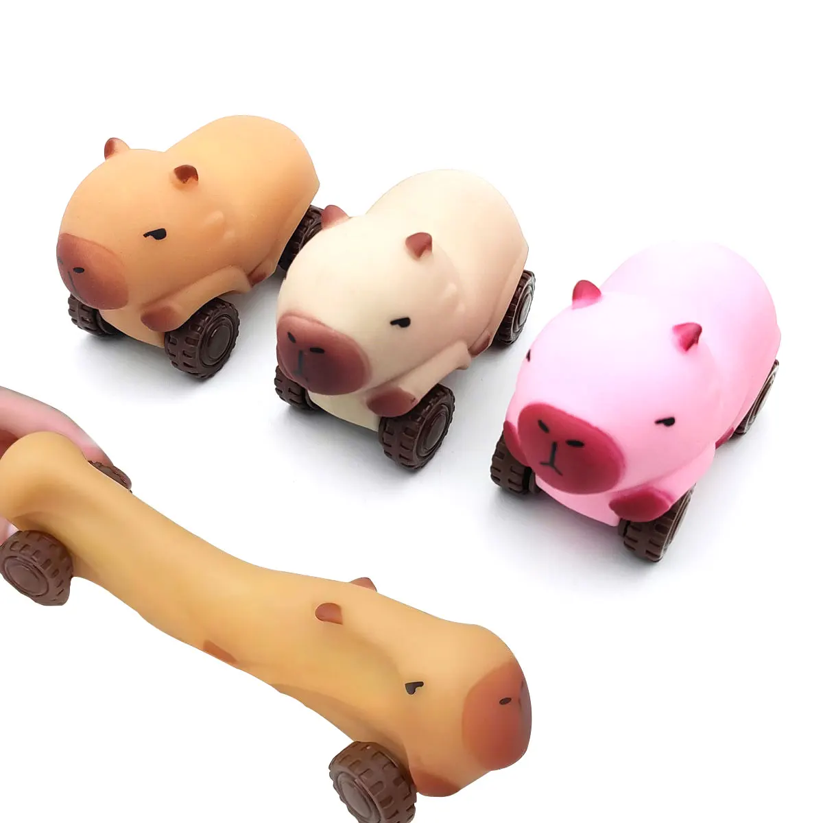 รถคาปิบาราแปลงร่าง TPR บีบและดึงคลายเครียด ของเล่นเด็ก รถแปลงร่างยืดได้ บีบคลายความเครียด รถแรลลี่บีบเล่น