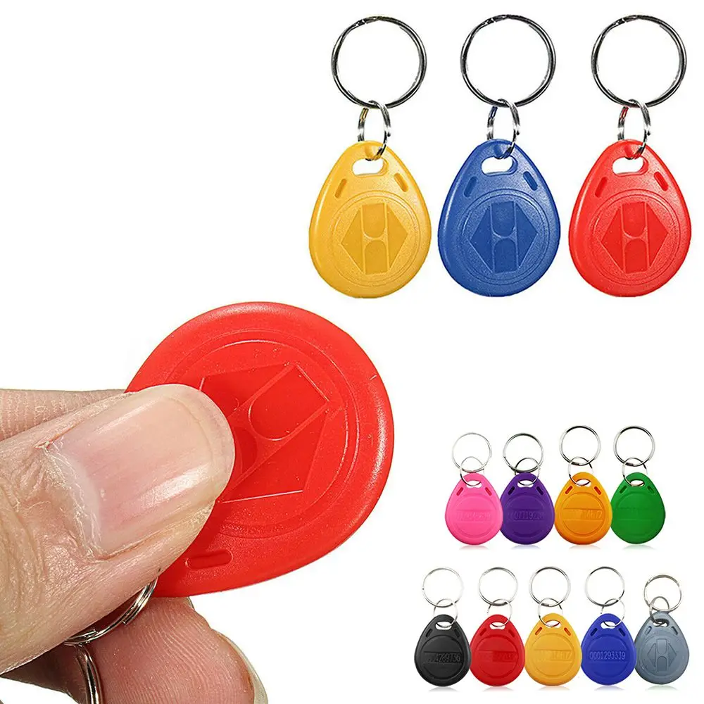 10Pcs 125khz Proximity Chip Access Control Card Key Fob Access Card RFID Tags ID Badge Keyfobs Token Ring