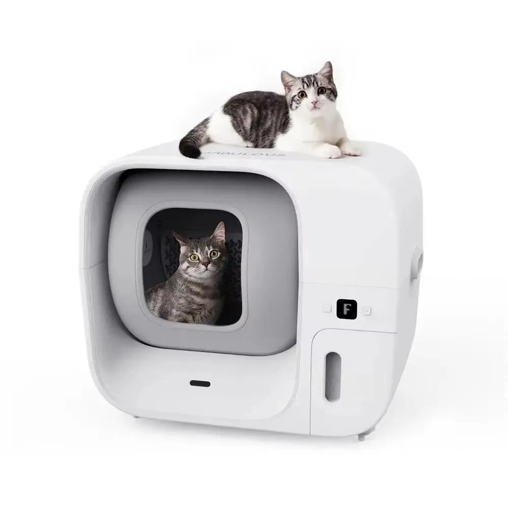 Automatic Cat Litter Box App Controlled Cat Litter Box 60L Large Safe Deodorizer White