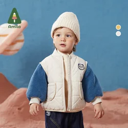 Amila Baby's Baseball Uniform 2024 Winter New Cartoon Splicing Boys and Girls  Casual Jacket Cold Jackets  Creative Clothes