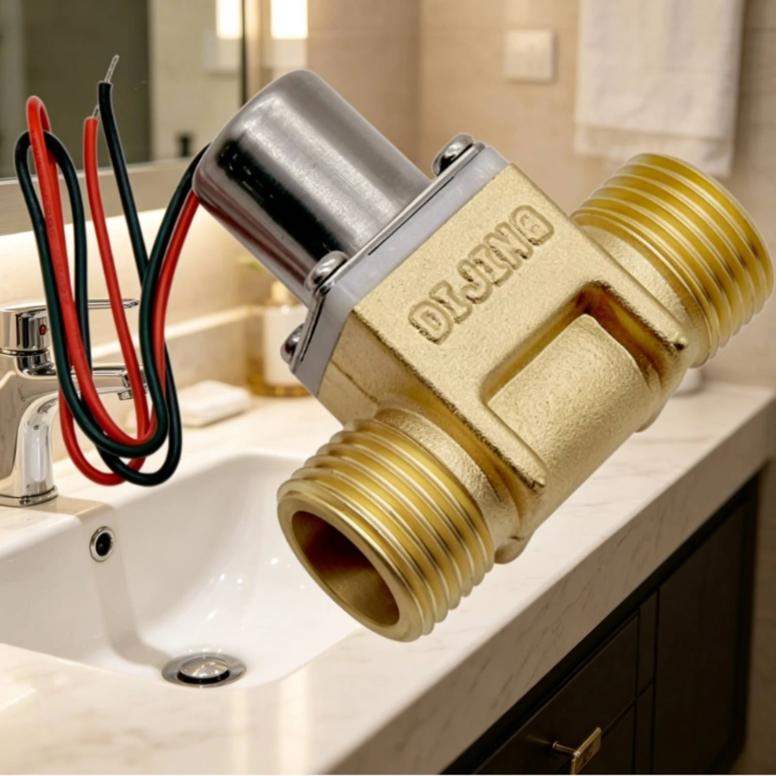Sensor Faucet Valve Touchless Control Solenoid Valve Plumbing Part Automatic Operation Copper Body for Bathroom