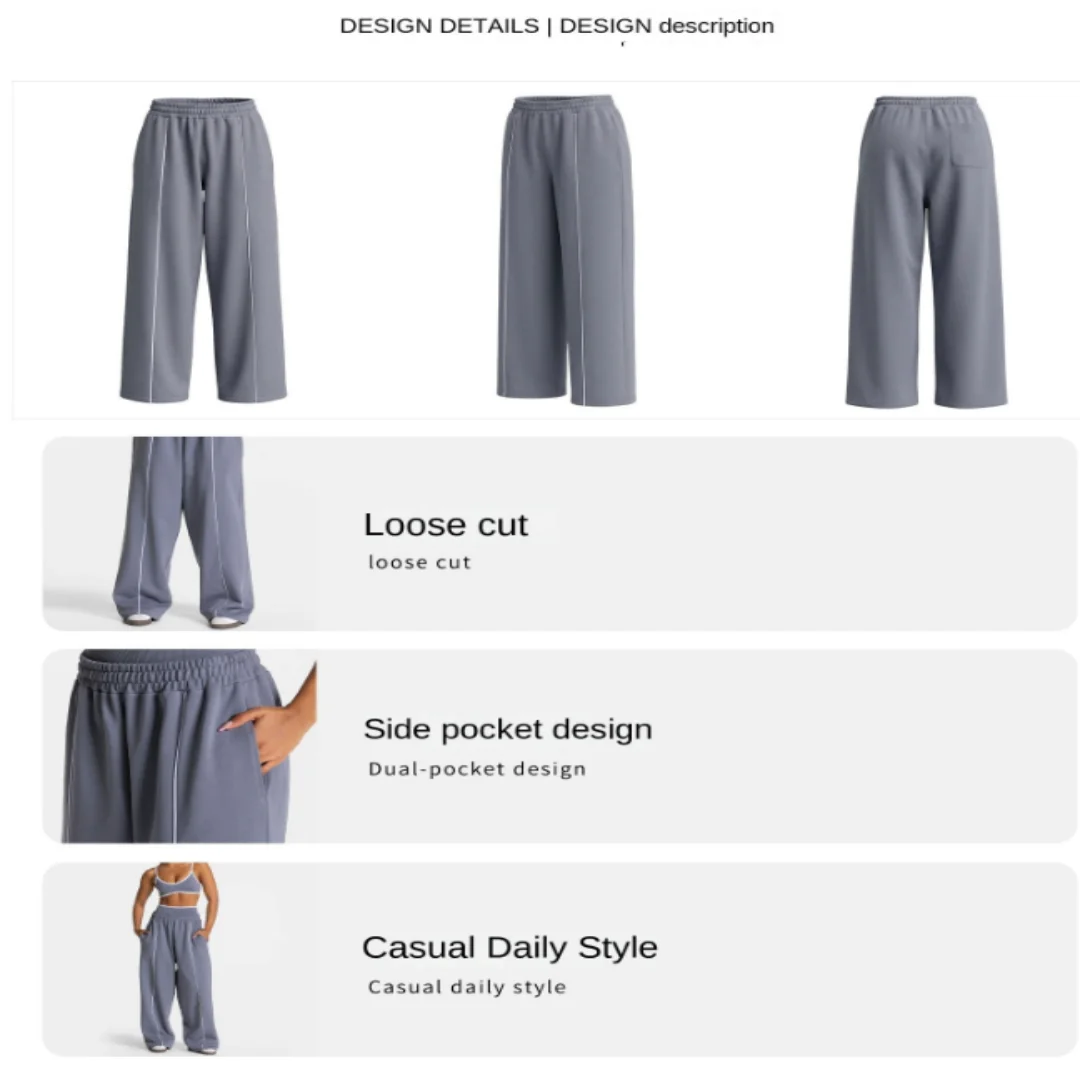 LOGO Loose Yoga Pants - Fashionable and Comfortable Casual Straight Yoga Pants with High Elasticity Fitness and Sports Pants