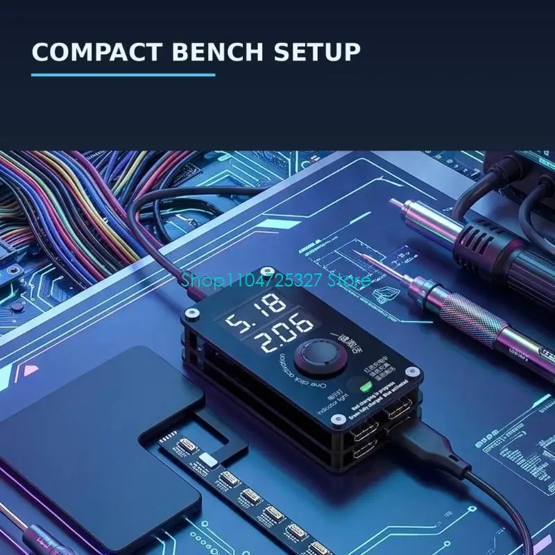 D8KF Phone Battery Electrical Check Board with One-Button Activation, Two LED Displays and Separate Charging, Completion and