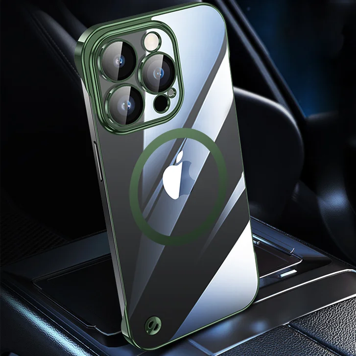 Luxuriöse, rahmenlose, magnetische Hülle mit Plating-Optik für Magsafe, dünne Schutzhülle für iPhone 16, 17, 13, 18 Pro Plus Max, kabelloses Laden, transparente, schlanke PC-Hülle – Detail 24
