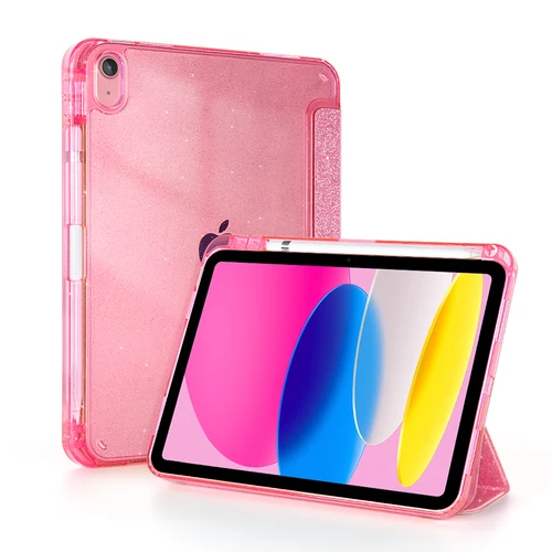 Imagen 2 del producto Funda con purpurina para tableta iPad A16 2025, Funda con portalápices, Funda para iPad Air 11 M3 M2 Air 5, Funda inteligente plateada brillante