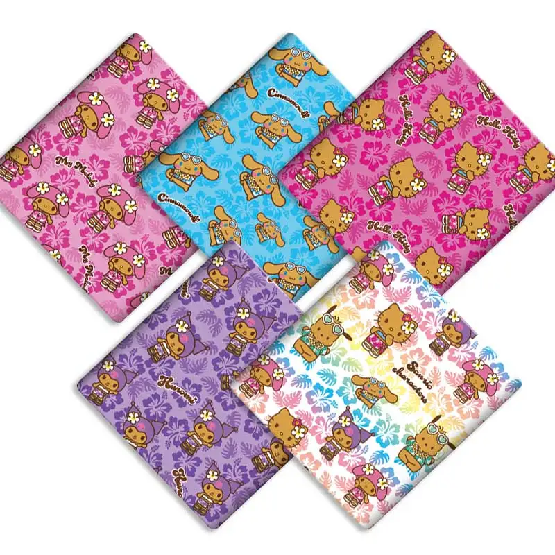 Tecido de algodão Sanrio com estampa de desenho animado 140x50cm, tecido de algodão para patchwork, tecido para artesanato infantil, tecido para costura de bonecas, vestidos, cortinas, tecido de poliéster e algodão.